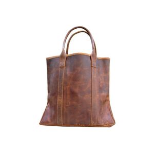 กระเป๋าถือหนังแฮนด์เมดสไตล์วินเทจคลาสสิกที่มีการออกแบบให้ปิดเปิดใช้งานได้หลากหลายโดยมีด้ามจับ/สายรัดสองอันสำหรับทุกเพศ - Product Image 1