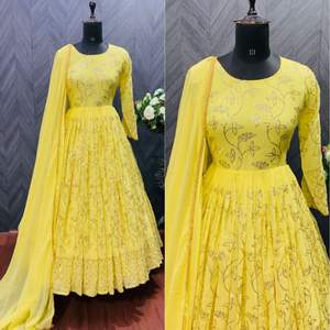 GEORGETTE ชุดทำงานปักลายแบบหนา3มม.,มาพร้อมกับงานปักแขนยาวเต็มตัวและสำหรับ DUPATTA ขอบเขตแดนน้อยลง - Product Image 4