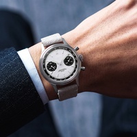 Montre classique de Style Vintage en acier inoxydable pour femme, montre-bracelet, chronographe, mécanique, design Simple, couleur Panda