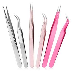 Wholesale Custom Logo Stainless Steel <b>Lash</b> Extension Tweezers <b>Kit</b> Durable Reusable Eyelash Tweezers Private Label Customized - Product Image 1