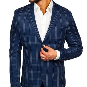 Nieuwe Mode Nieuwste Stijl 100% Katoen Directe Fabricage Causale Stijlvolle Linnen Blazers Voor Mannen Met Elleboogvlekken