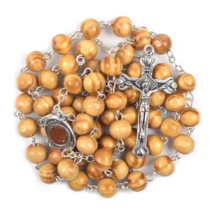Jerusalem Holy Soil 8mm Wood Beads Religious Rosary Gifts Men Women Catholic Rosaries with Box