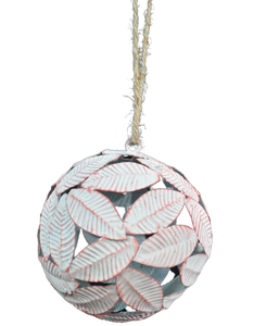 Boule suspendue de noël en métal, nouveau TYPE de conception de feuille, ornement pour décoration de noël avec corde suspendue - Product Image 1
