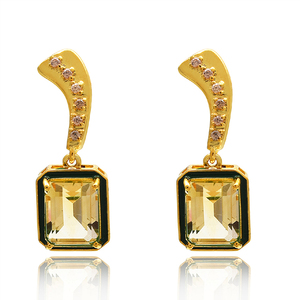 หยดน้ำเงินสเตอริ่ง925สุดหรูสำหรับผู้หญิงพลอยซิทรินธรรมชาติชุบทองหลายเพทายดีไซน์แบบเม็ดละเอียดสำหรับเป็นของขวัญแต่งงาน - Product Image 1