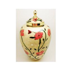 Urna de cremación blanca personalizada para adultos, urna funeraria de Metal niquelado con diseño en relieve - Product Image 2