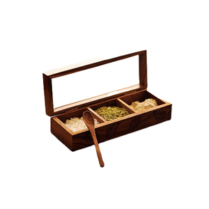 Caja de especias de almacenamiento de utensilios de cocina de madera con forma de triángulo con tres cajas Caja de especias Masala de Calidad exclusiva - Product Image 4