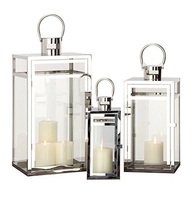 Lanterne à bougie de Noël moderne en acier inoxydable et en verre avec couleur personnalisée pour la décoration de la maison, mariage