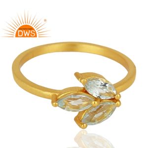 แหวนเงินแท้ประดับพลอยบลูโทแพซธรรมชาติแบบซ้อนได้สำหรับผู้หญิง ขายดีประจำปี 2026 จากผู้ผลิตเครื่องประดับ - Product Image 2