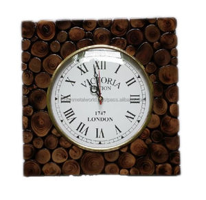 Antique Design Industrial Rustic Luxury Wall <b>Clock</b> Brown Round Metal Natural Wooden <b>Clock</b> From Manufactures and Suppliers - Product Image 1