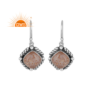 Boucles d'oreilles pendantes en argent sterling 925 avec pierre précieuse naturelle doublet de pierre de soleil, fabricant de bijoux - Product Image 1