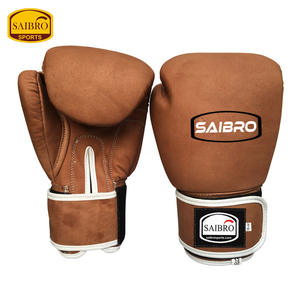 Gants de boxe professionnels de haute qualité en cuir synthétique PU en cuir de vachette marron de 12oz 16oz avec poignées de sport avec logo personnalisé - Product Image 2