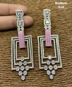 Meetali creation-pendientes largos chapados en plata y Diamante, pendientes de diamante con forma de gota, precio más bajo - Product Image 2