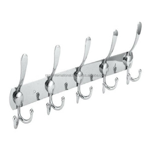 Wall Mounted Robe Hook Rack 5-Layer 4pcs Nickel Plated <b>Metal</b> Heavy Duty Eco-Friendly Durable Modern - Product Image 1