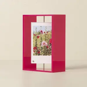 Instax原创现代设计纺丝箱体适合2照片Mini矩形丙烯酸浮架