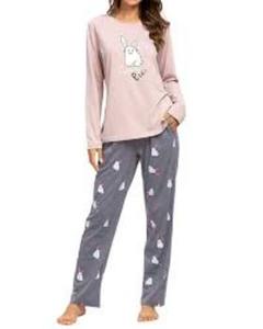 Pyjama Pama en coton pour femmes grande taille adulte tissu tricoté doux respirant Simple Style Sexy printemps impression solide - Product Image 1