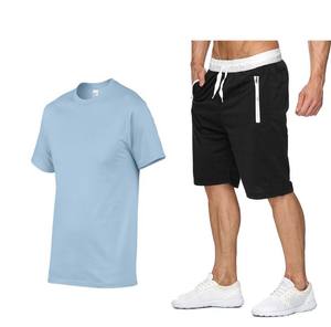 Mens Solid Grey T-Shirt <b>Shorts</b> Set Casual Sportswear Eco-Friendly Breathable Quick Dry Workout Gym Outfit Elastic Waist <b>Zipper</b> - Product Image 3