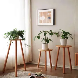 Easyfashion Wooden Plant Pot Stand Wooden Ladder Shelving Flower and Plant Display Stand