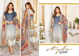 KESARIN - Ensemble Kameez Shalwar pour femmes, brodé, en coton/tissu lawn, imprimé numérique, haute qualité, modèle pakistanais Faisalabad, Kesarian-D02 - Product Image 2