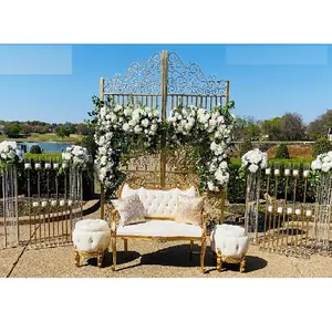 Romantic Style Metal Frame Wedding Arch Outdoor Modern Wedding Back Stage Arch Design Contemporary Wedding Backdrop Gate Panel