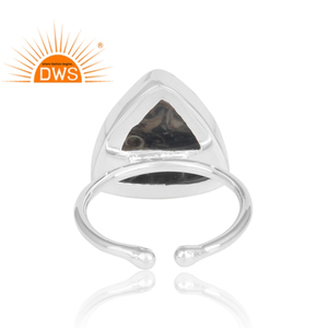Triangulaire Turritella Agate Gemstone Ring 925 Fine Sterling Silver Handmade Ring Bijoux Fournisseur Classic Collection - Product Image 4