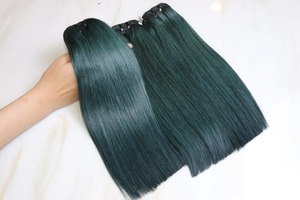 Peluca de cabello humano 100% con encaje HD Color verde Bonestright Weft Hair sedoso y suave para mujeres negras - Product Image 3