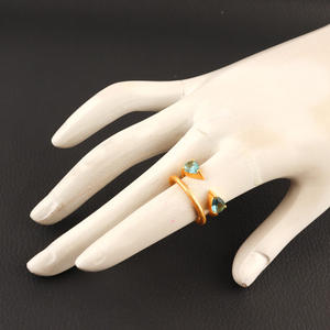 Meilleure vente ensemble de broches à facettes bague en Quartz bleu suisse plaqué or terne mode populaire à la main 7 bague américaine élégante femmes anneaux - Product Image 5