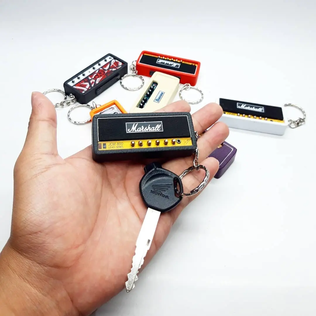Miniature Head Amplifier Sound Orange, Ibanez, Van Halen, Vox, Fender keychain with custom logo