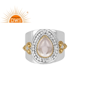 Anillo de Plata de Ley 925 hecho a mano con piedra preciosa de cuarzo, joyería hecha a mano - Product Image 1