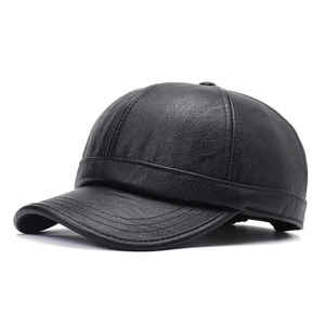 Modyle — casquette en cuir de Sport pour hommes, chapeau blanc à bord incurvé, Logo personnalisé Vintage, vente en gros, 6 panneaux - Product Image 3