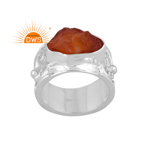 Newly Arrival Fine Sterling Silver Stackable <b>Ring</b> Raw Carnelian Healing <b>Crystal</b> Gemstone <b>Ring</b> Jewelry Manufacturer - Product Image 1