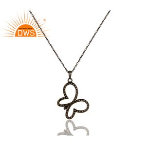 Collier pendentif papillon en argent sterling plaqué rhodium avec pierre précieuse naturelle Spessartite, bijoux de fiançailles pour femmes - Product Image 2