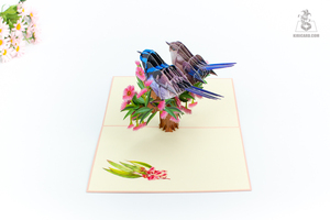 Cặp vợ chồng wrens <span class=keywords><strong>Pop</strong></span> <span class=keywords><strong>Up</strong></span> thẻ 3D đẹp chim Việt handmade kiricard thủ công mỹ nghệ - Product Image 4