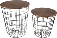 Table en métal noir de style moderne avec dessus en bois et espace de rangement décorative pour la maison de luxe, le salon et la cuisine.