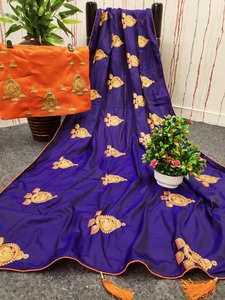 Sarees Soie Partie Porter Indien Dernier Designer Femmes Porter Sari avec Blouse Japon Satin Crape Soie Tissus Doux Impression Numérique Sari Ethnique - Product Image 4