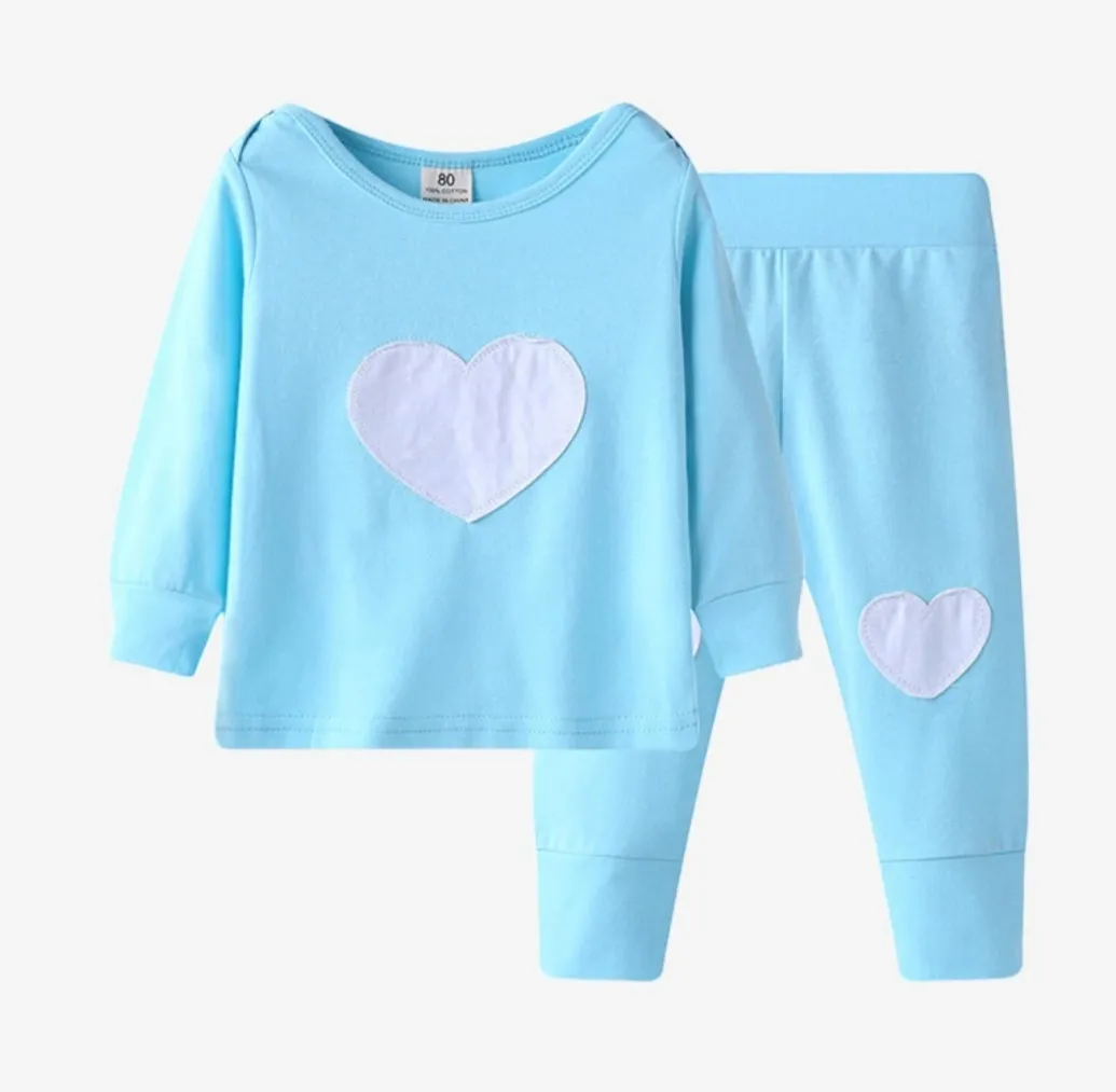 Yeni tasarım bebek kalp aşk baskı uzun kollu rahat pijama pijama giyim seti 6-24M koleksiyonu bangladeş...