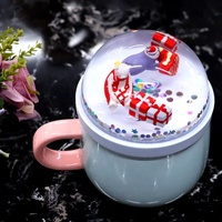Ensemble de tasses en céramique pour boisson, 10 pièces, mignonnes, à café, au lait, thé, Logo personnalisé avec couvercle liquide en acrylique