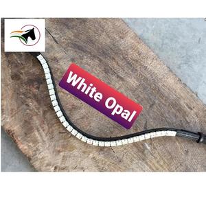 Trainer Choice Luxury Trendy Equestrian Horse Brida 8mm White Opal Crystal Brow Band Cuero Back Open Sticky Tape Loop Riding - Product Image 2