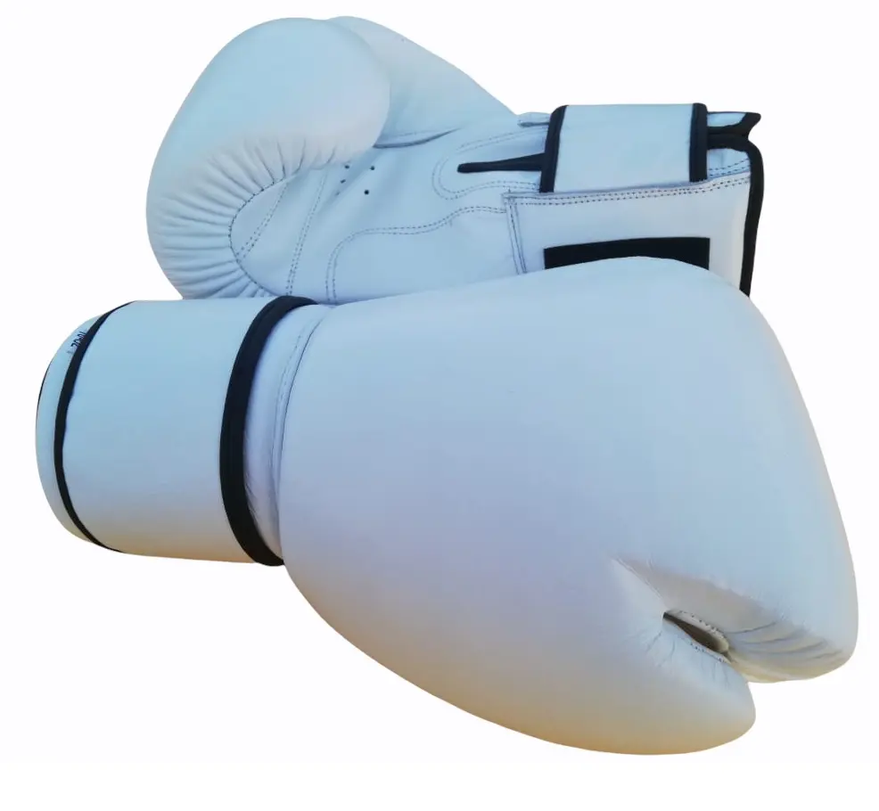 Белые тренировочные боксерские перчатки из натуральной кожи или искусственной кожи