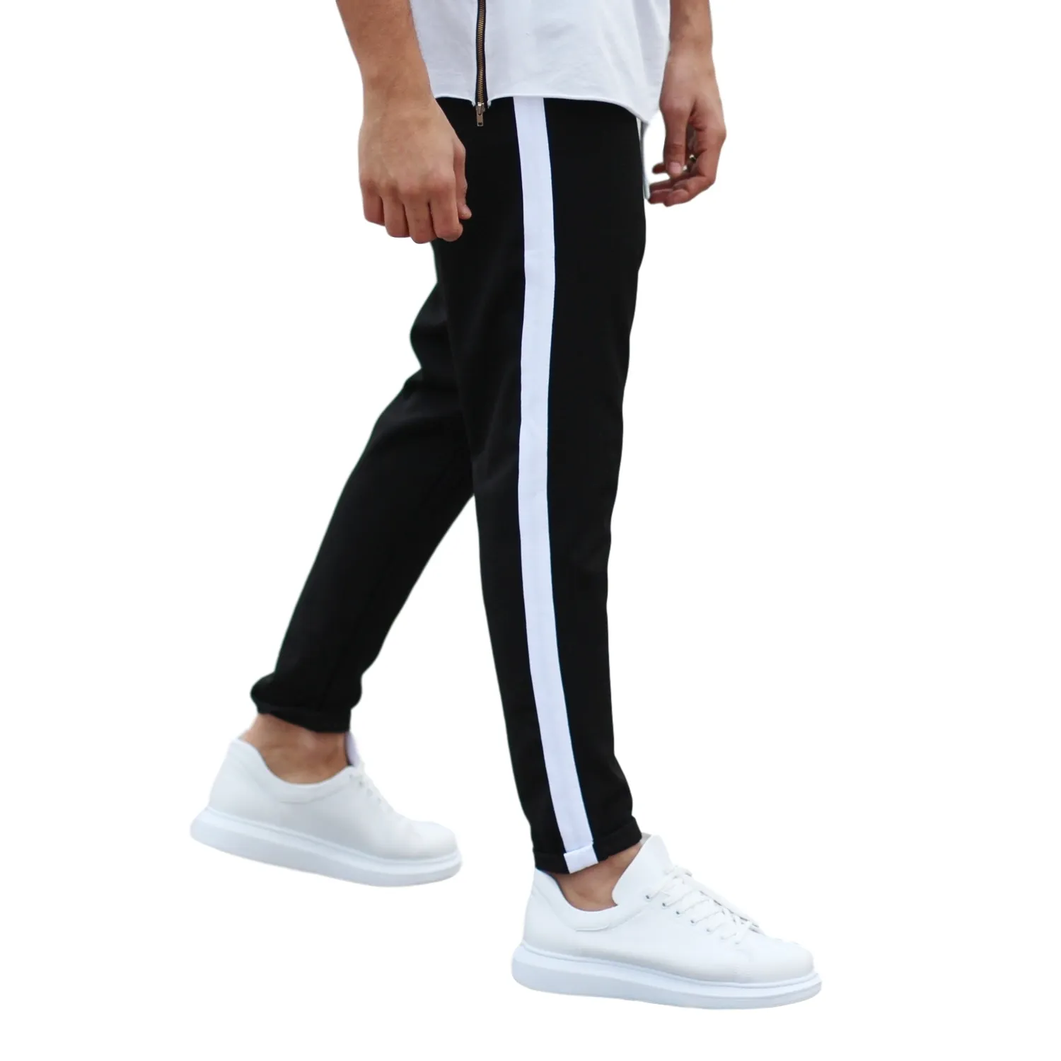 100% Cotton Oversize Mens Black Sweat Pants With Side Stripes New Style Best Price High Quality with Wholesale Offer Trend 2022