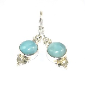 Boucles d'oreilles en argent bleu authentique, bijoux en forme de larimar - Product Image 1