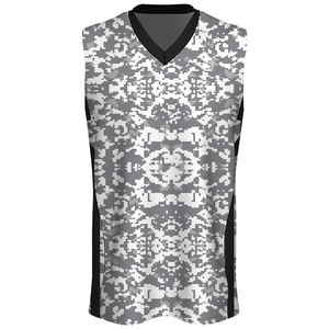 Maillots de basket-ball à séchage rapide antibactériens unisexes pour adultes en spandex/polyester à impression numérique personnalisée uniformes de basket-ball roses et rouges - Product Image 1