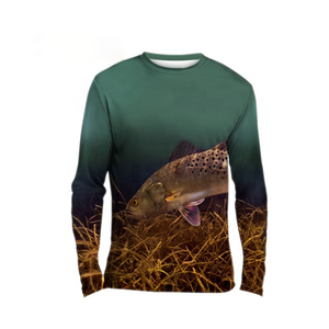 เสื้อตกปลาแขนยาวดีไซน์ล่าสุด ผ้าฝ้าย 100% UPF 50  แบบยูนิเซ็กซ์ รับผลิตตามสั่งสำหรับการแข่งขัน ขายส่ง พร้อมสกรีนโลโก้ - Product Image 2