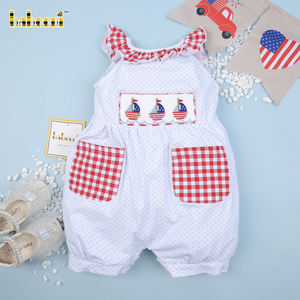 Adorable Pelele de Algodón 100% con Estampado de Barco y Bordado a Mano, Cierre de Broches para Bebé, Certificado OEKO-TEX, Verano BB1590 - Product Image 2