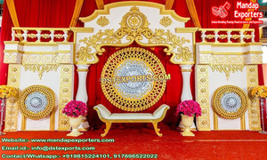 Scène de mariage asiatique avec cabas paisley, décor de scène de mariage sud-indien, réception de mariage, pilier en Fiber - Product Image 6