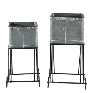 Planteur de fleurs en métal galvanisé, support de roues, conception Unique, décoration de jardin, jardinage sur pied - Product Image 3