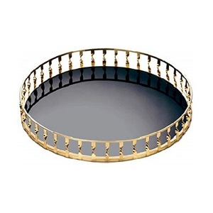 Elegant and Stylish <b>Wedding</b> Decorating Mirror Tray High on Demand Gold Color Top Quality <b>Chocolate</b> Serving Tray With Handle - Product Image 2