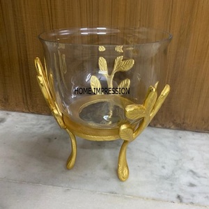 ชามแก้วโลหะและแก้วงานหัตถกรรมอินเดียชามแก้วสุดหรูอุปกรณ์รับประทานอาหารบ้านตกแต่งสาขาโลหะอลูมิเนียมชามผลไม้ - Product Image 2