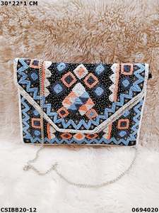 Handmade Designer Banjara Boho Beaded Sling Clutch Bag <b>Small</b> Exclusive Canvas Evening <b>Purse</b> <b>Ladies</b> Casual Envelop Daily Use - Product Image 2