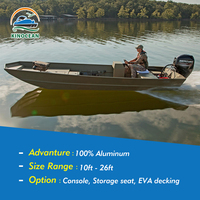 KinOcean 14 pieds Jon Boat Modèle 1445 Aluminium Durable 2-6 personnes Bateau de pêche et de surf avec moteur soudé lisse Combo Set