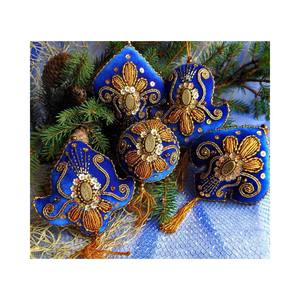 Zari-adornos de regalo de Navidad hechos a mano, bordados indios - Product Image 1